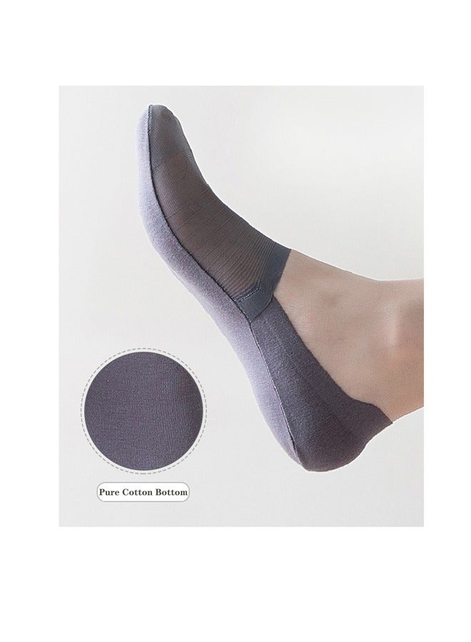 5 أزواج غير مرئية الجليد الحرير التنفس الجوارب لا عرض الجوارب، رقيقة منخفضة قطع غير انزلاق الجوارب للشقق قارب الرياضة العادية غير مرئية قصيرة قارب مسطح خط الجوارب - Image 4