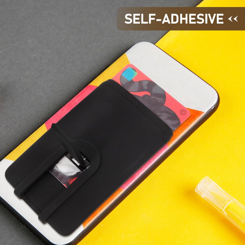 Silicone Adhesive Card Holder With Stand Function For Cell Phones Black 5 8 X 9 4cm - Image 5