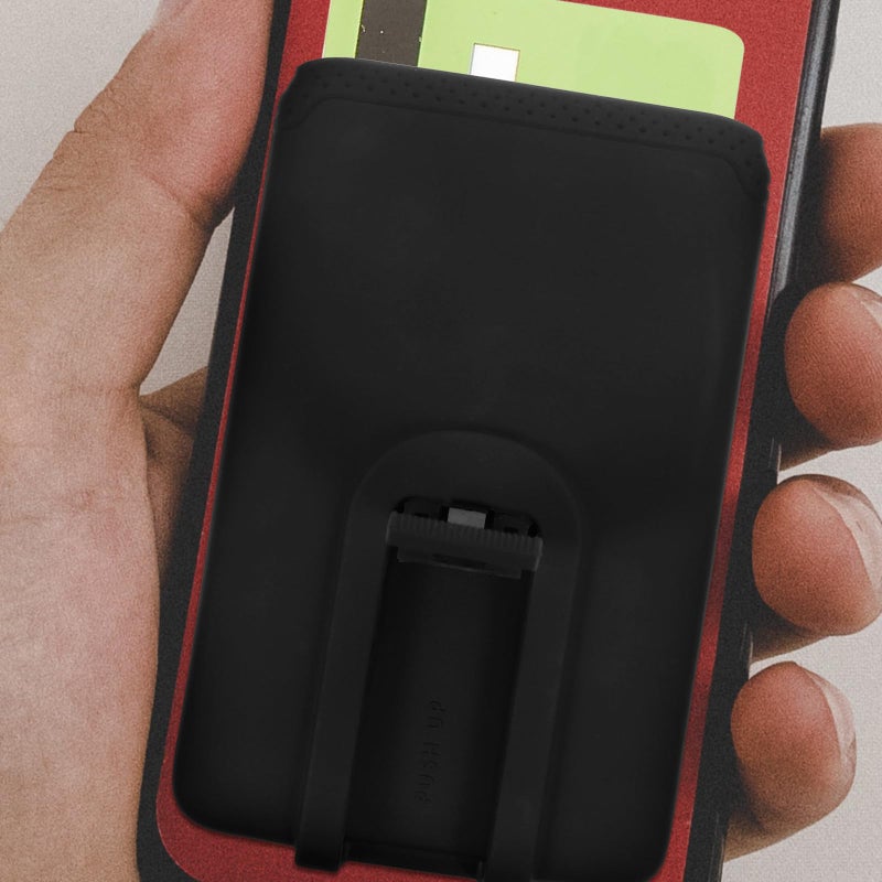 Silicone Adhesive Card Holder With Stand Function For Cell Phones Black 5 8 X 9 4cm - Image 4