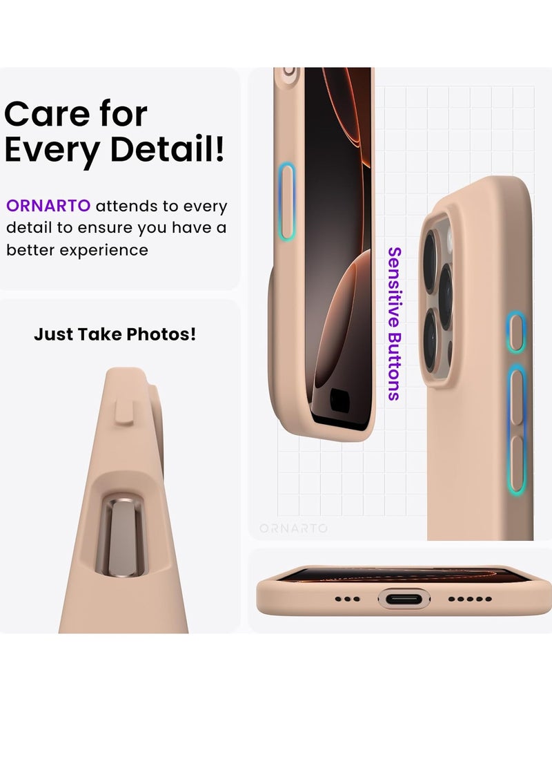 YoYoTech Desert Titanium Compatible Liquid Silicon iPhone 16 Pro Case 6.3 Inch Slim-Soft, Stylish Shockproof Protective with Microfiber Lining iPhone 16 Pro Silicon Case Cover  - Image 4
