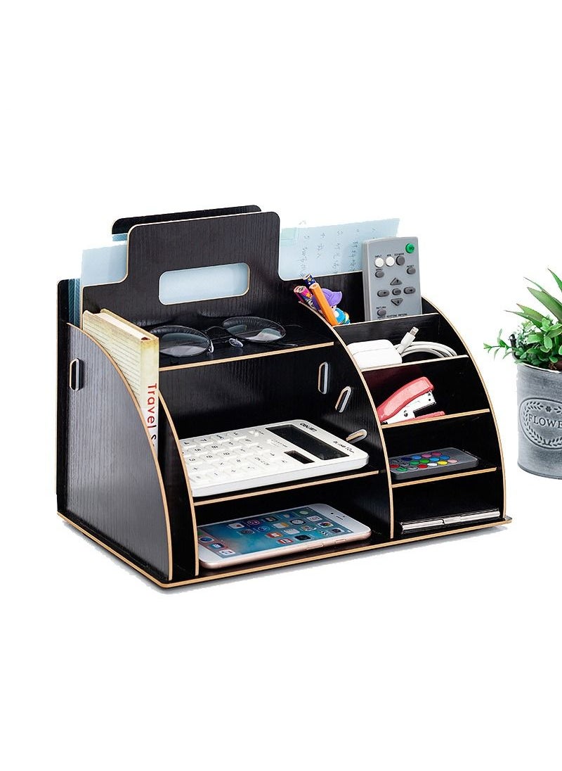 Kidle Wooden Desktop Organizer Pen Holder Stationery Storage For Home Office School 