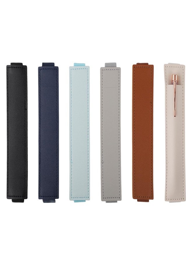 KINBOM 6pcs Elastic Band Pen Holder, PU Leather Pen Sleeve Pouch Journal Pencil Holder Adjustable Elastic Band Pen Holder for Notebook, Planners, Binders and Books (6 Colors) - Image 1