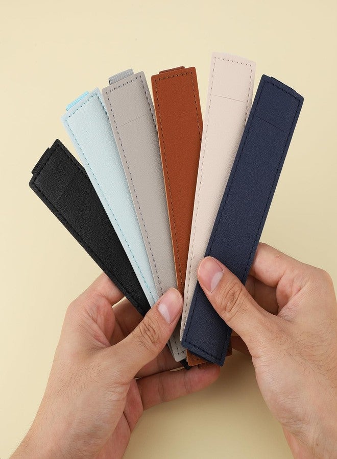 KINBOM 6pcs Elastic Band Pen Holder, PU Leather Pen Sleeve Pouch Journal Pencil Holder Adjustable Elastic Band Pen Holder for Notebook, Planners, Binders and Books (6 Colors) - Image 4