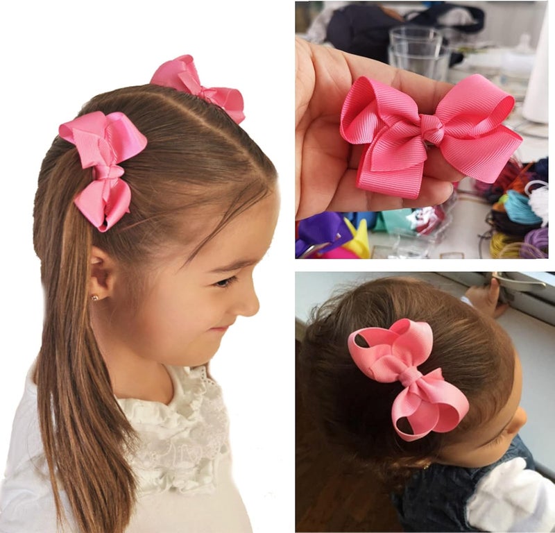Proxima Direct 3 Inch Baby Girls Clips,20 PCS baby Hair Clips,Grosgrain Boutique Solid Color Ribbon Mini Hair Bows Clips for Baby Girls Teens Infants Kids Toddlers Children - Image 4