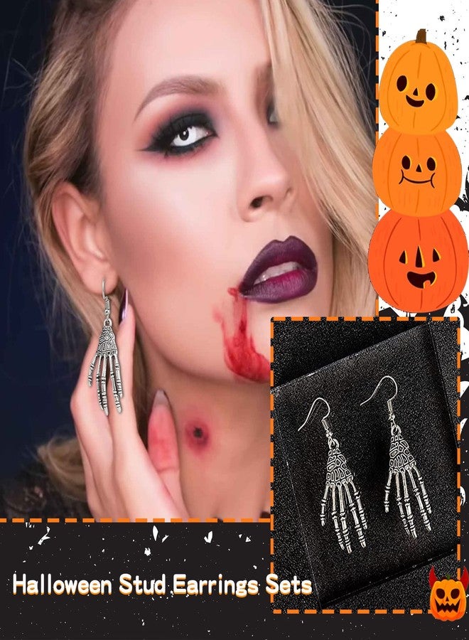 Dcfywl731 26 Pairs Halloween Stud Earrings Bat Cat Witch Earrings Set Spider Web Pumpkin Skull Drop earrings Jewelry for Women Halloween Outfit Costumes Accessories - Image 3