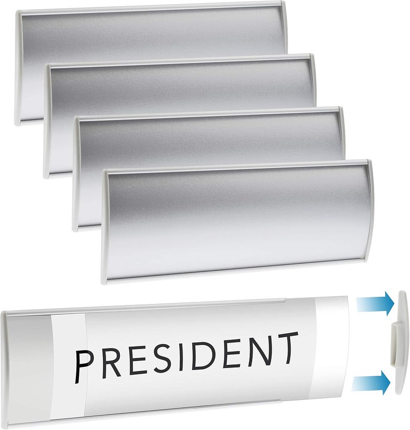 GlossyEnd Sturdy & Elegant Silver Aluminum Wall Mount Name Plate Holder (Set of 6) - Image 1