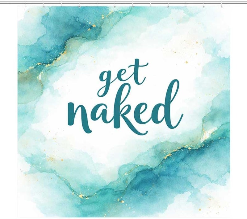 Get Naked Artistic Watercolor DesignShower Curtain for Bathroom Waterproof Tan Shower Curtain with Hooks 71 inch x 71 inch - Image 1