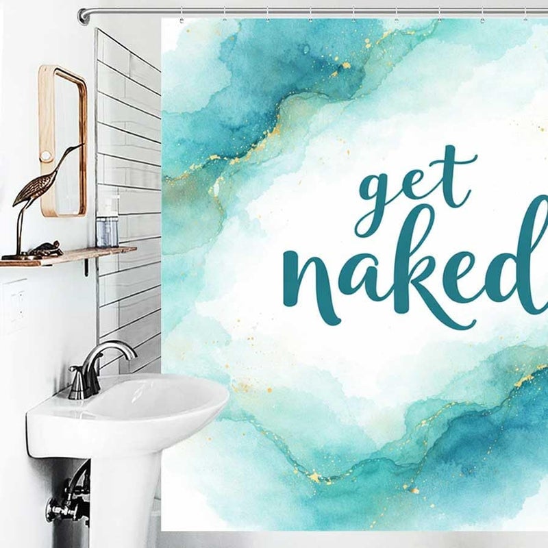 Get Naked Artistic Watercolor DesignShower Curtain for Bathroom Waterproof Tan Shower Curtain with Hooks 71 inch x 71 inch - Image 4