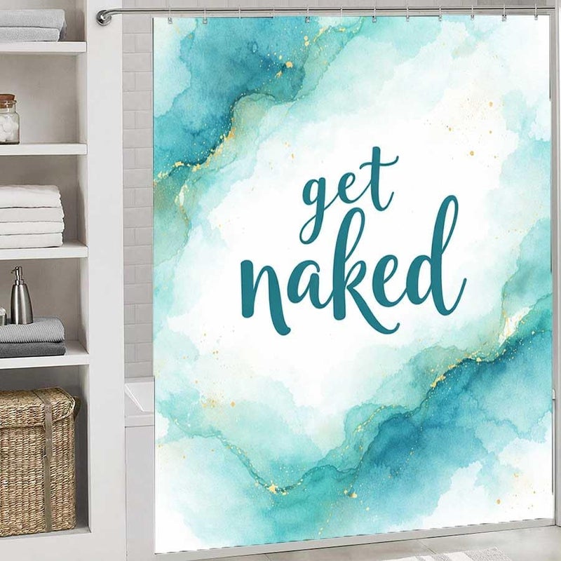 Get Naked Artistic Watercolor DesignShower Curtain for Bathroom Waterproof Tan Shower Curtain with Hooks 71 inch x 71 inch - Image 2