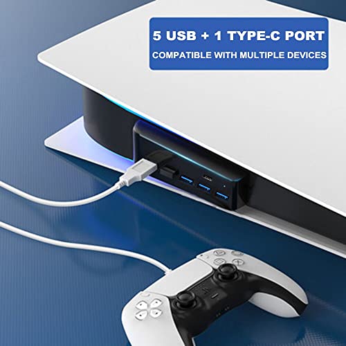 arVin USB Port Hub for PS5, 5 Port USB Extender High-Speed Transmission Expansion Adapter Converter Splitter with 4 USB 2.0 Port+1 USB Charging Port+1 Type C 3.1 Port for PlayStation 5 Gaming Console-Black - Image 5