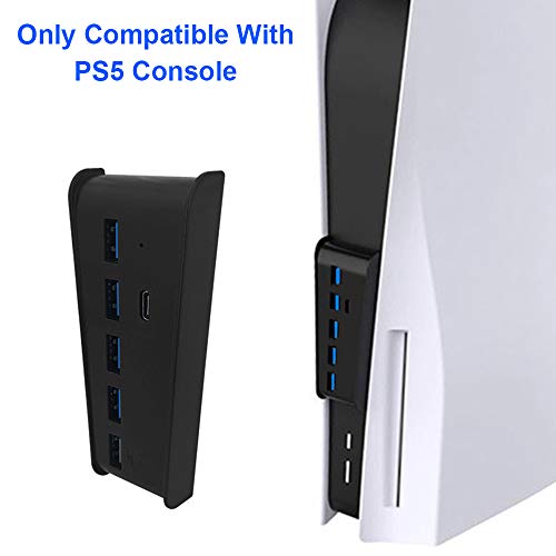 arVin USB Port Hub for PS5, 5 Port USB Extender High-Speed Transmission Expansion Adapter Converter Splitter with 4 USB 2.0 Port+1 USB Charging Port+1 Type C 3.1 Port for PlayStation 5 Gaming Console-Black - Image 3