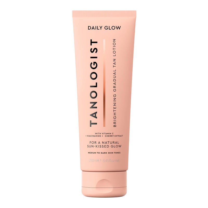 Tanologist Brightening Daily Glow Body Lotion Medium To Dark Gradual Tanning Lotion StreakFree  Natural Looking Self Tanner Illuminating 845 fl oz250 ml Tube