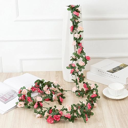 BLEUM CADE 2Pcs 16.4Ft Flower Garland Artificial Rose Vines for Bedroom, Cute Fake Hanging Flower Vines Floral Garland Decorations for Wedding Party Wall Room Decor Aesthetic - Image 5