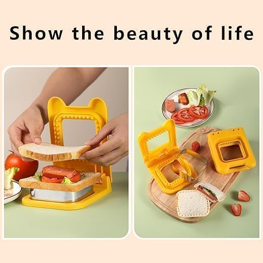ZYNDRA ZYNDRA 2 in 1 Bread Cutter and Sealer Sandwich Maker Bread Toast Sandwich Cutters for Kids Breakfast Lunch Stainless Steel Baking Tools Great Sandwich Cutter and Sealer Set Square Decruster Tool  - Image 4