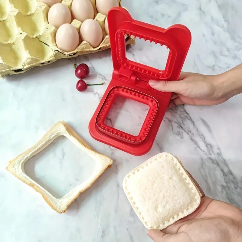 ZYNDRA ZYNDRA 2 in 1 Bread Cutter and Sealer Sandwich Maker Bread Toast Sandwich Cutters for Kids Breakfast Lunch Stainless Steel Baking Tools Great Sandwich Cutter and Sealer Set Square Decruster Tool  - Image 3