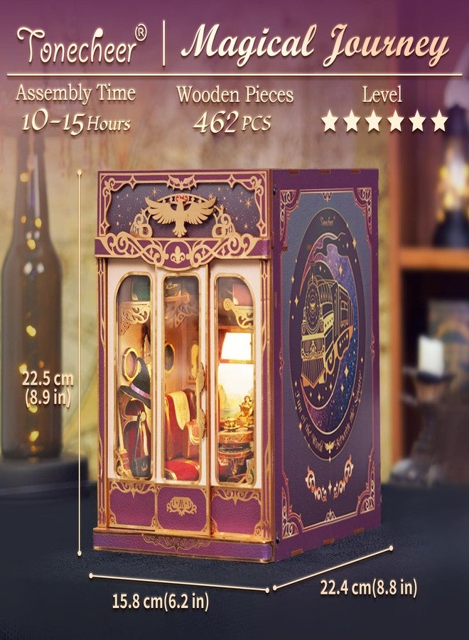 Tonecheer مجموعة Tonecheer DIY Book Nook Kit للكبار، نموذج مصغر لعربة قطار إنفينيتي السحرية العتيقة لبيت الدمى، أحجية خشبية ثلاثية الأبعاد، هدايا فاصلة كتب مزخرفة (رحلة سحرية) - Image 2