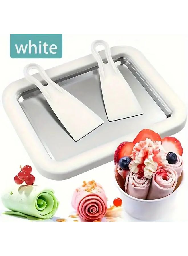 آلة صنع الآيس كريم الأبيض المقلي غير الكهربائية 304 ستانلس ستيل حلوى مجمدة اصنعها بنفسك - Image 1