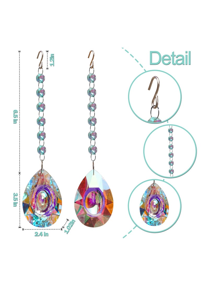 Excefore 2PCS 3.5 Inch/89mm Colorful Sun Catcher Rainbow Maker Pendants Hanging Chandelier Crystal Prisms Suncatcher for Window Home Garden Party Wedding Décor - Image 3