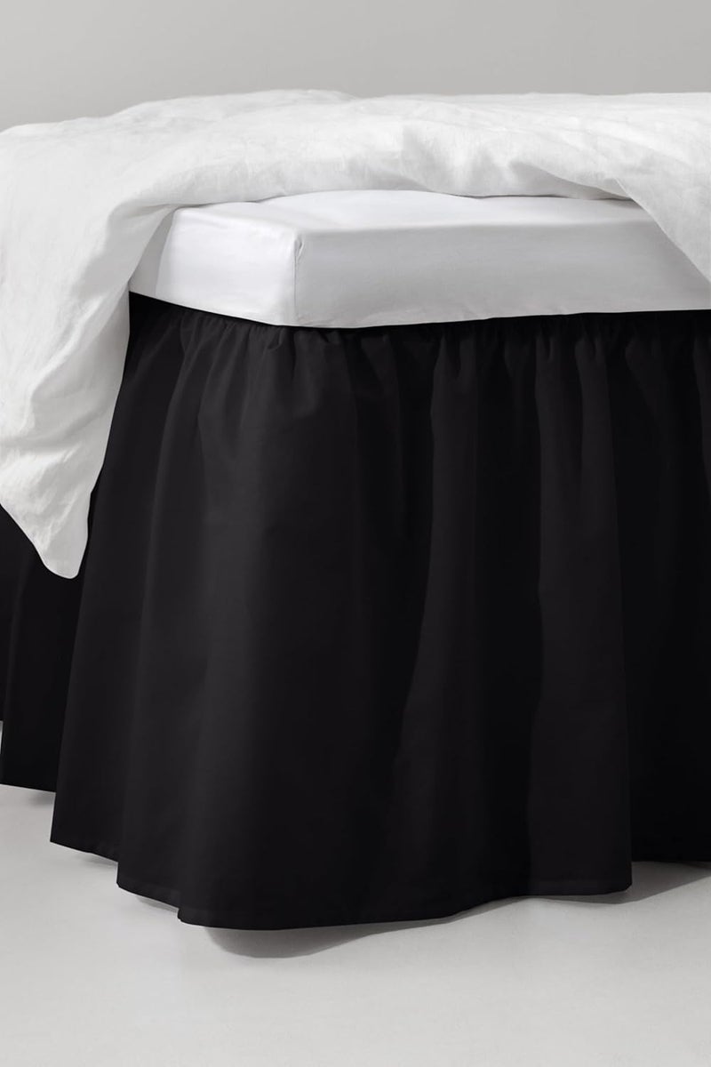 JOTEX Zack Valance Bed Skirt, 100% High-Quality Organic Cotton, Height 45 cm, Black, 140 x 200 cm - Image 1