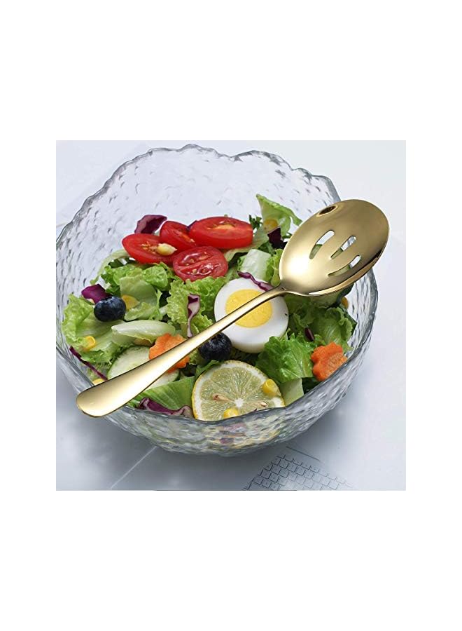 S-TOP Gold Serving Spoons 4 Pieces, Titanium Plating Serving Spoon, Include 2 Serving Spoon And 2 Slotted Spoons, Stainless Steel Serving Utensils, Serving Set Packing of 4 - Image 3