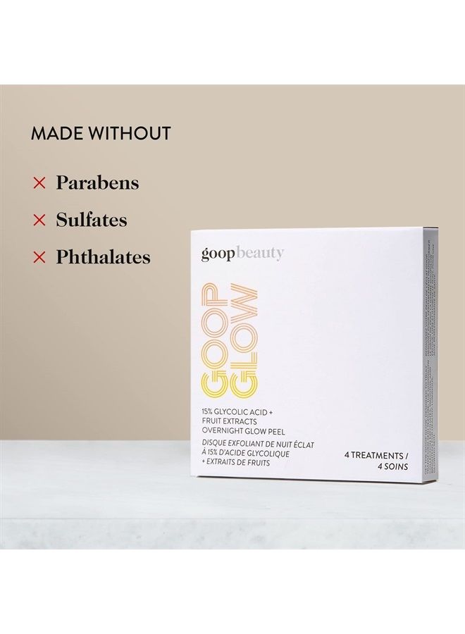 قناع الجمال 15% حمض الجليكوليك الليلي | وسادات تقشير مستوحاة من التقشير الكيميائي الاحترافي | عبوة 4 | تنقي، تعيد تشكيل، وتضيء البشرة للحصول على بشرة متألقة | خالية من البارابين والسيليكون
