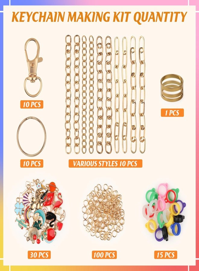 Starry 176 Pcs Keychain Making Kit,Including 10 Keychain Clips 10 Extender Chains 30 Charms Jewelry Plier, Bag Charm Kit Keychains Making Supplies for DIY Crafting and Jewelry Making - Image 2
