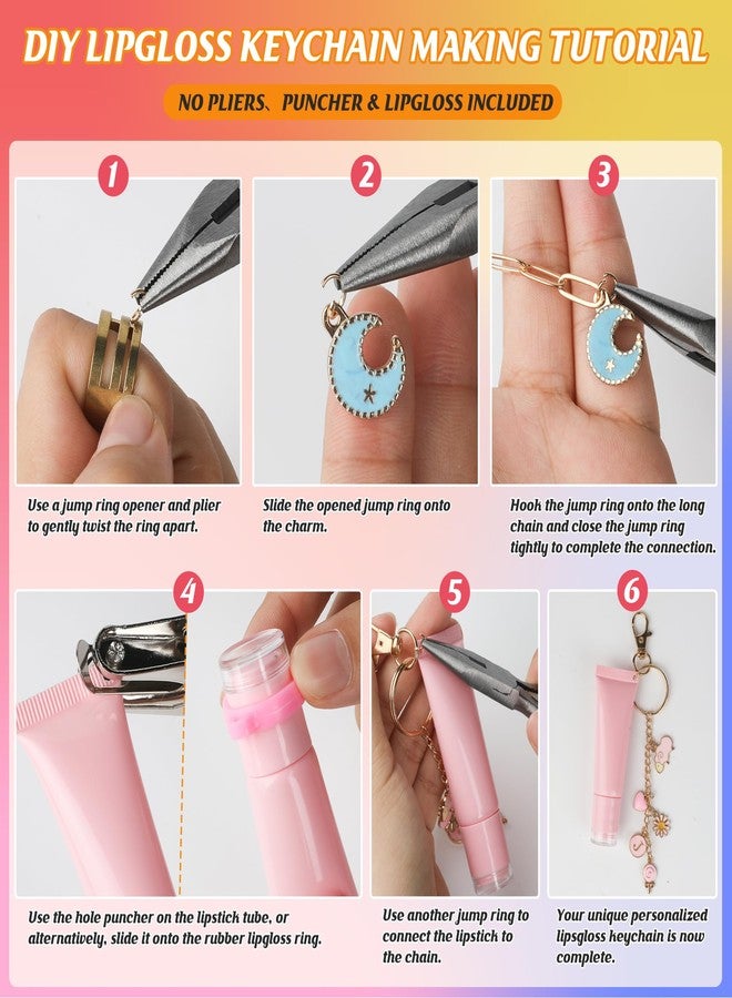 Starry 176 Pcs Keychain Making Kit,Including 10 Keychain Clips 10 Extender Chains 30 Charms Jewelry Plier, Bag Charm Kit Keychains Making Supplies for DIY Crafting and Jewelry Making - Image 3