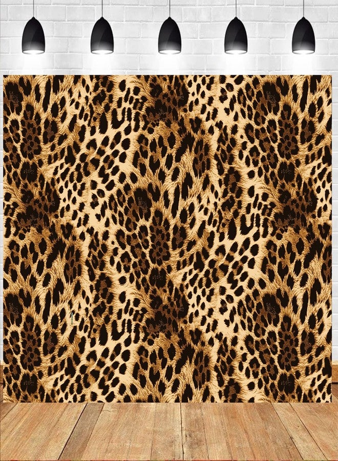 LTLYH 8x6ft Fabric Leopard Print Backdrop Skin Pattern Cheetah Black Brown Spots Photography Backdrop Baby Shower Leopard Banner Cake Table Decorations Photo Booth Studio Props 291 - Image 1