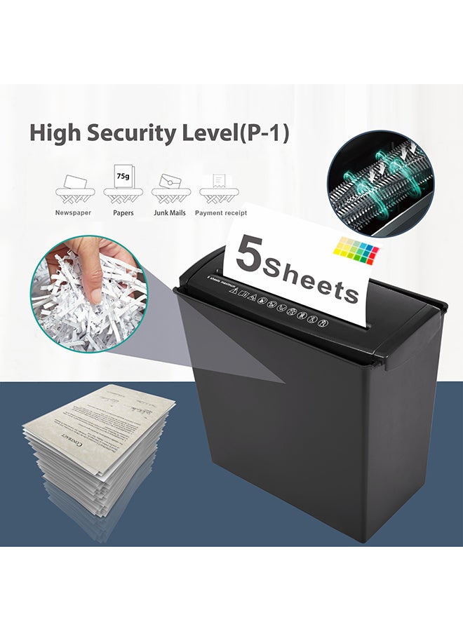 والالا آلة تقطيع ورق، 5 ورقات تقطيع عرضي مع سلة سعة 10 لتر، مستوى أمان عالي P-1، تصميم بثلاثة أوضاع تقطيع للبطاقات/الأقراص المدمجة/الدبابيس/المشبك، آلة تقطيع متينة، نظام مقاوم للانحشار للمكتب - Image 2