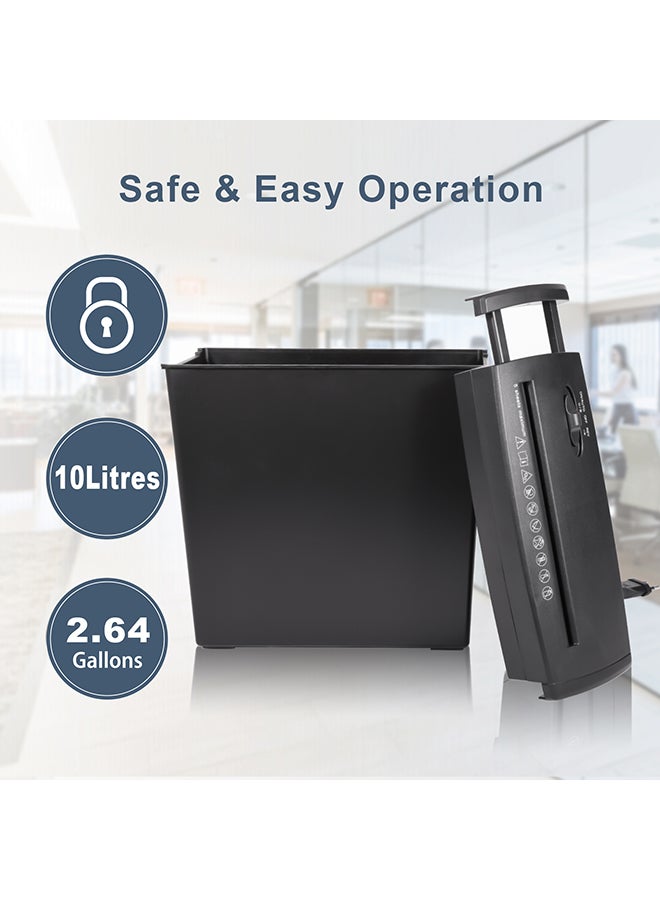 والالا آلة تقطيع ورق، 5 ورقات تقطيع عرضي مع سلة سعة 10 لتر، مستوى أمان عالي P-1، تصميم بثلاثة أوضاع تقطيع للبطاقات/الأقراص المدمجة/الدبابيس/المشبك، آلة تقطيع متينة، نظام مقاوم للانحشار للمكتب - Image 5