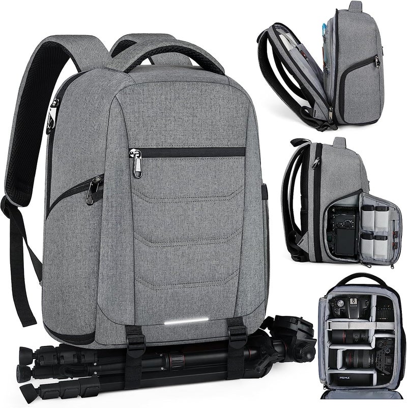 SDYSM Camera Bag Backpack Professional for DSLR SLR Mirrorless Camera Waterproof Laptop Back Pack 14 Inch with Rain Cover Anti Theft Travel Case Large Capacity Photography Backpack Grey - Image 1