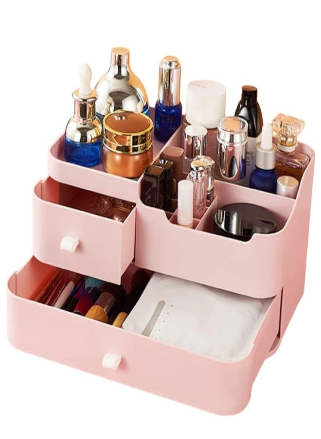 Flipco Multi-Functional Makeup Organizer With Drawers, Large Capacity Countertop Organizer For Vanity, Bathroom And Bedroom Desk, Cosmetics Storage For Brushes, Eyeshadow, Lipstick, Nail Polish - Image 1