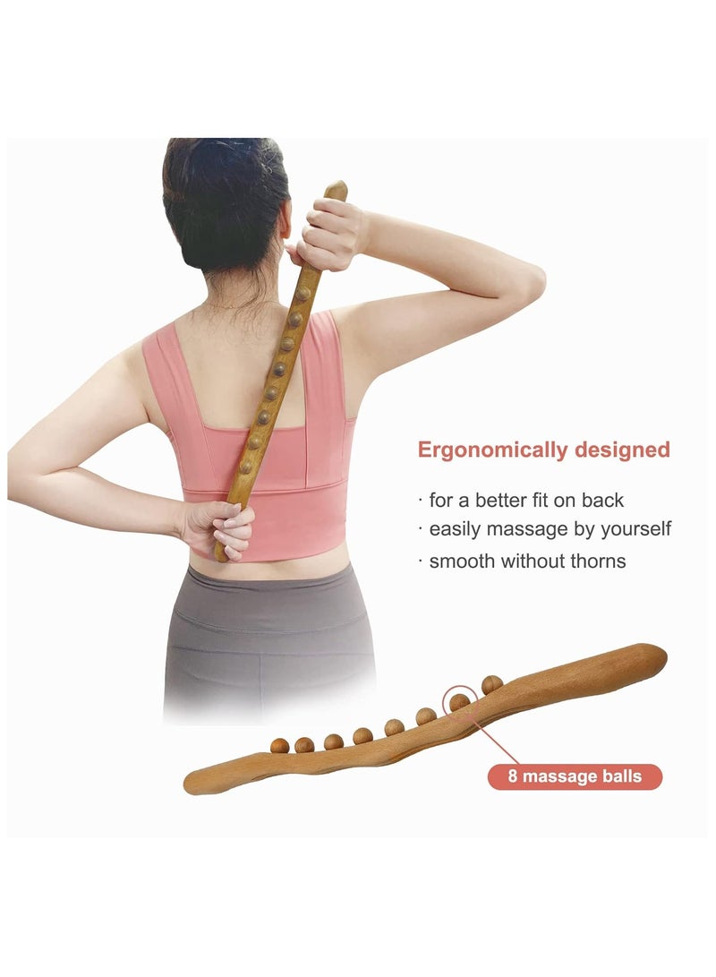 TOP CHOICE Wooden Therapy Roller Tools Professional Body Massager (16.53 in) Manual Body Back Massager Relieve Muscle Soreness (8 Roller)  - Image 2