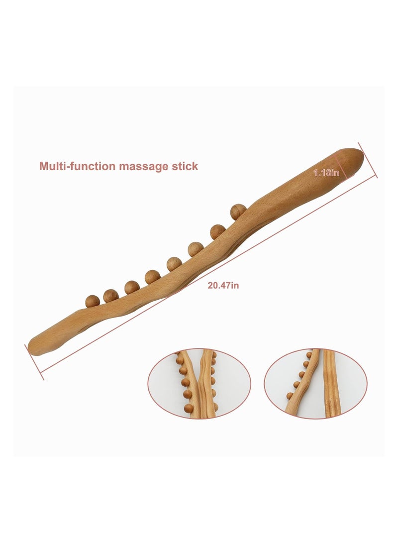 TOP CHOICE Wooden Therapy Roller Tools Professional Body Massager (16.53 in) Manual Body Back Massager Relieve Muscle Soreness (8 Roller)  - Image 3