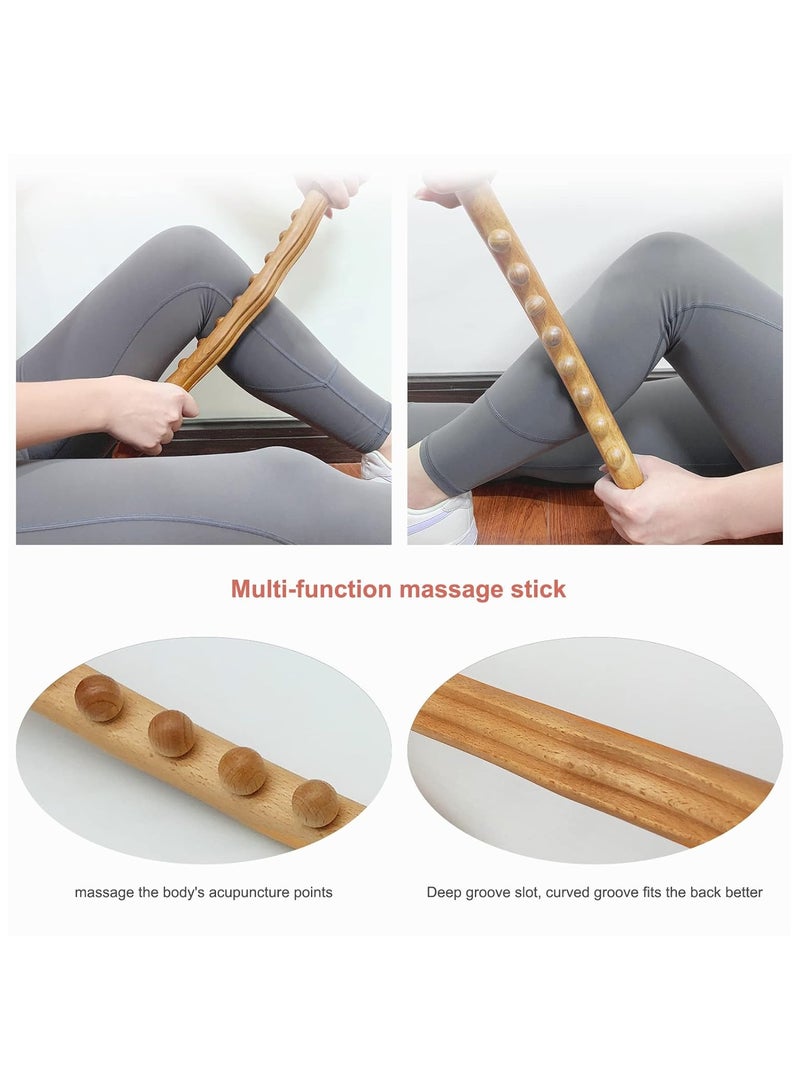 TOP CHOICE Wooden Therapy Roller Tools Professional Body Massager (16.53 in) Manual Body Back Massager Relieve Muscle Soreness (8 Roller)  - Image 4
