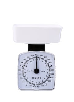 Retro Style Analog Kitchen Scale with 1 Bowl Plastic Shell Mechanical Weighing Scale Weighs Up To 5Kg (White)