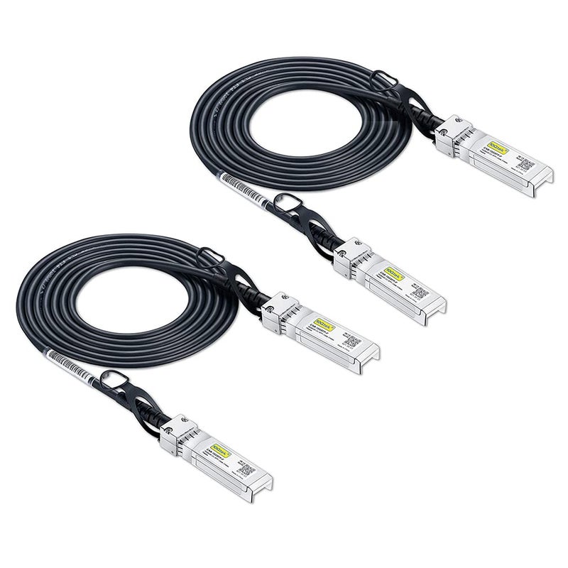 10Gtek كابل 10Gtek SFP+ DAC Twinax - كابل نحاسي مباشر متصل 10GBASE-CU غير نشط لـ Cisco SFP-H10GB-CU2M، Ubiquiti UniFi UC-DAC-SFP+، Meraki، Fortinet، D-Link، بطول 2 متر (6.6 قدم)، عبوة من 2 - Image 1