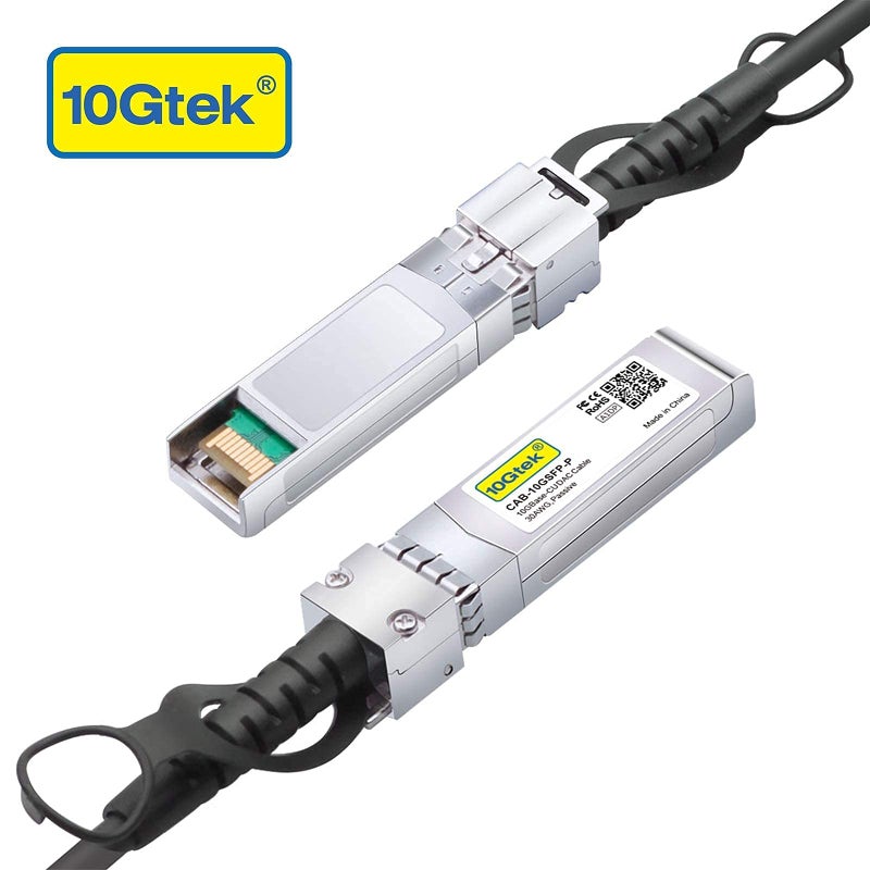 10Gtek كابل 10Gtek SFP+ DAC Twinax - كابل نحاسي مباشر متصل 10GBASE-CU غير نشط لـ Cisco SFP-H10GB-CU2M، Ubiquiti UniFi UC-DAC-SFP+، Meraki، Fortinet، D-Link، بطول 2 متر (6.6 قدم)، عبوة من 2 - Image 2