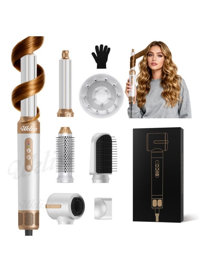 UKLISS 7-in-1 Ionic Ceramic Hair Dryer Brush, 1400W Salon Professional High-Speed Blow Dryer with 3 Heat & 3 Speed Settings, Fast Drying / Quick Styling, Multi Hair Styler for Curling, Volumizing & Straightening, for Women Gift - Image 1