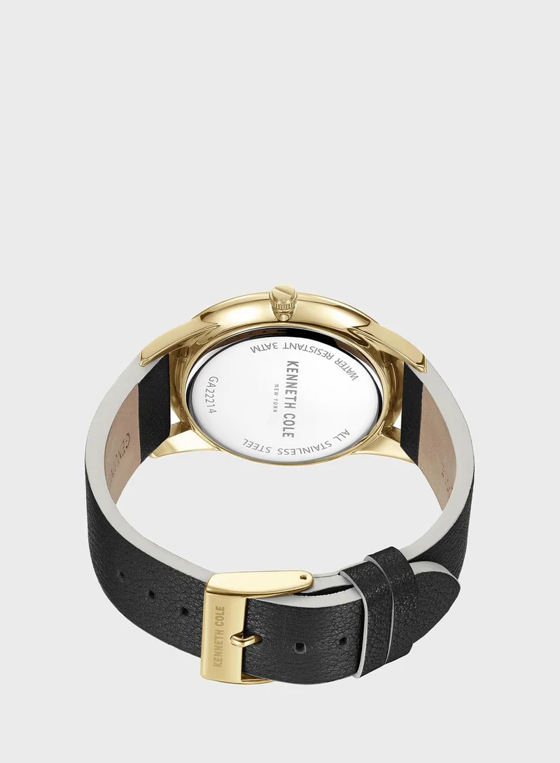 Kenneth Cole Leather Strap Analog Watch