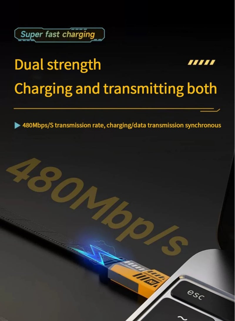 بيوينتي 4 in 1 multi-function USB charger cable, multi-function charger cable, with USB A/USB C to Type C 65W / PD 27W Nylon Braided data cable, compatible with iPhone Android Samsung Galaxy Huawei - Image 5