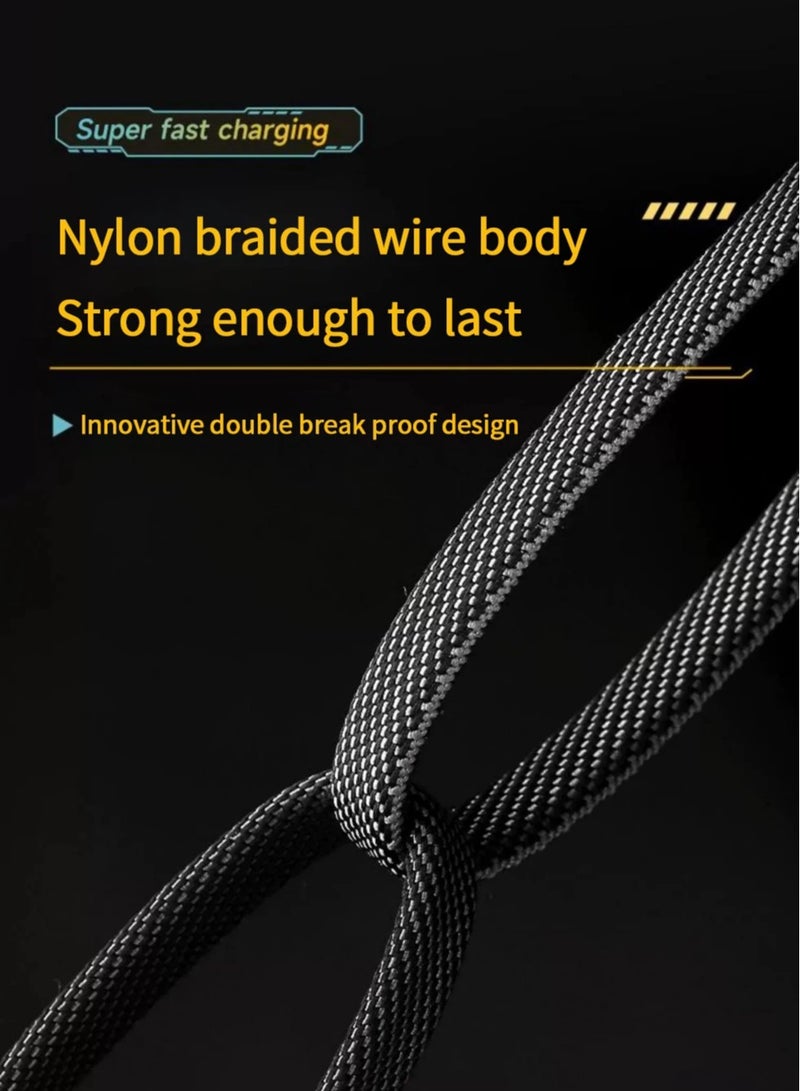 بيوينتي 4 in 1 multi-function USB charger cable, multi-function charger cable, with USB A/USB C to Type C 65W / PD 27W Nylon Braided data cable, compatible with iPhone Android Samsung Galaxy Huawei - Image 4