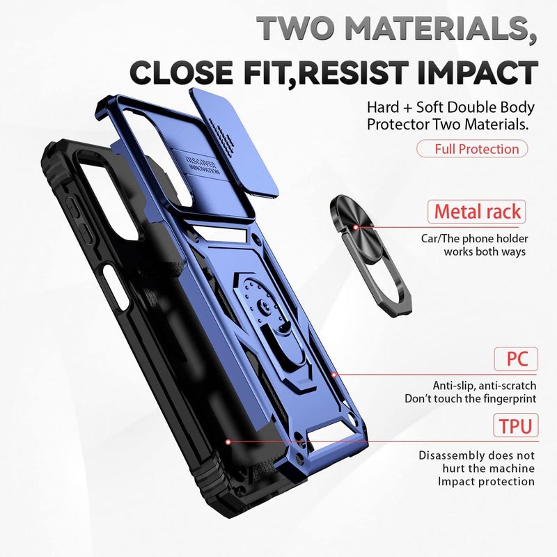Excefore For Galaxy A14 5G Phone Case, Military Grade Shockproof Cover, Full Body Protection Hard Phone Cases, 16Ft.Drop Tested Cover, With Camera Cover And Magnetic Kickstand, For A14 5G Blue - Image 4