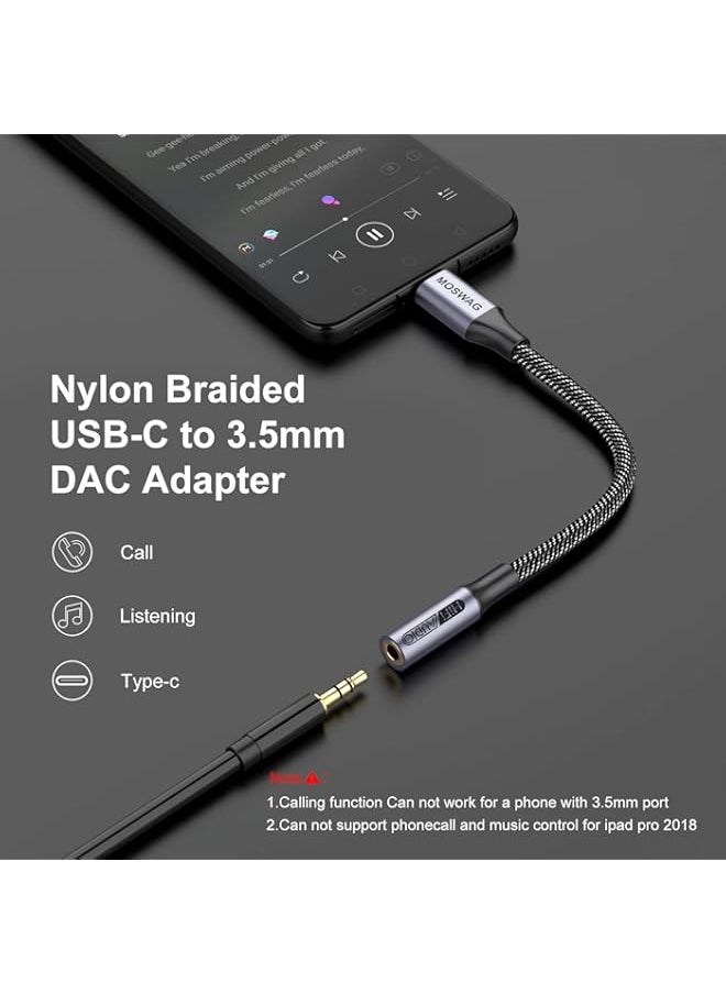 Generic - MOSWAG USB C to 3.5mm Headphone Jack Adapter, Audio Adapter USB C to Aux Dongle Cable Cord for Samsung Galaxy S22 S21 S20 Ultra S20+ Note 20 10 S10 S9 Plus,Pixel 4 3 2 XL,ipad Pro and More - Image 1