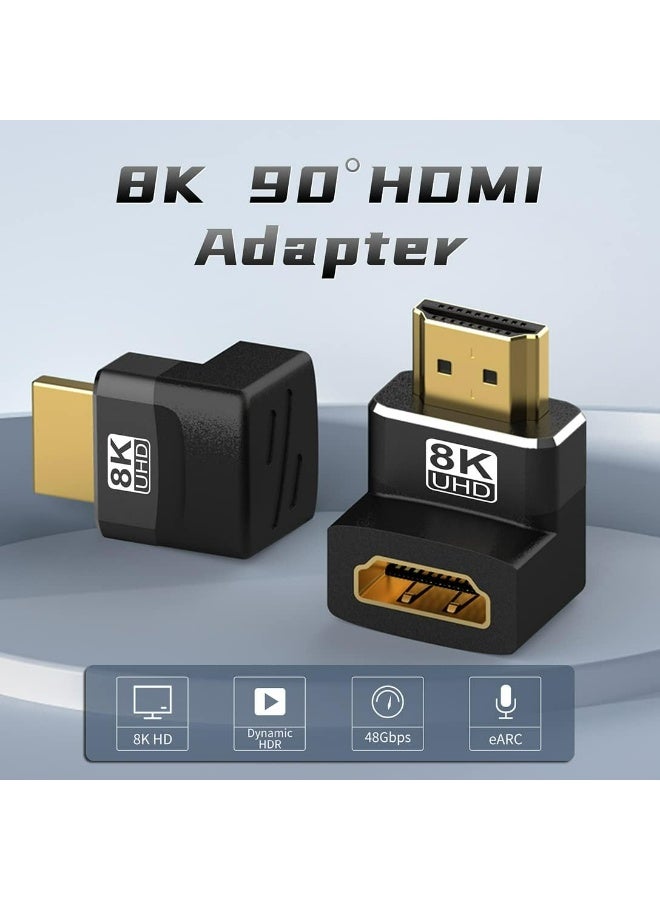 Warmstor 4 Pack 8K HDMI 2.1 Male to Female Adapter Connector Up Down Left Right Angle 90 270 Degree Gold Plated Support 8K@60Hz,4K@120Hz,HDR,eARC for PC Laptop HDTV Switch PS4 PS5 - Image 2