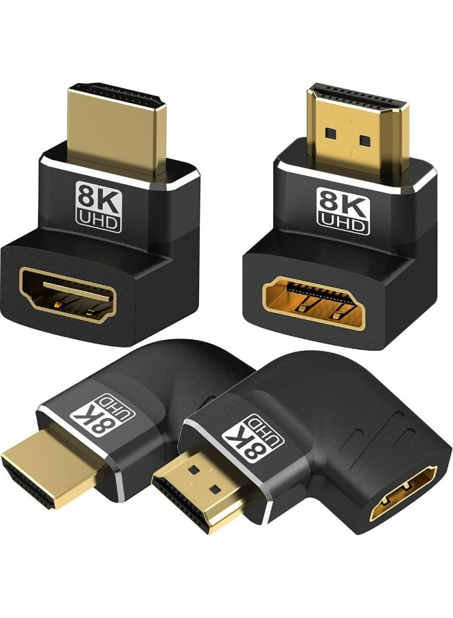 Warmstor 4 Pack 8K HDMI 2.1 Male to Female Adapter Connector Up Down Left Right Angle 90 270 Degree Gold Plated Support 8K@60Hz,4K@120Hz,HDR,eARC for PC Laptop HDTV Switch PS4 PS5 - Image 1