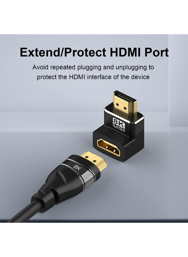 Warmstor 4 Pack 8K HDMI 2.1 Male to Female Adapter Connector Up Down Left Right Angle 90 270 Degree Gold Plated Support 8K@60Hz,4K@120Hz,HDR,eARC for PC Laptop HDTV Switch PS4 PS5 - Image 4