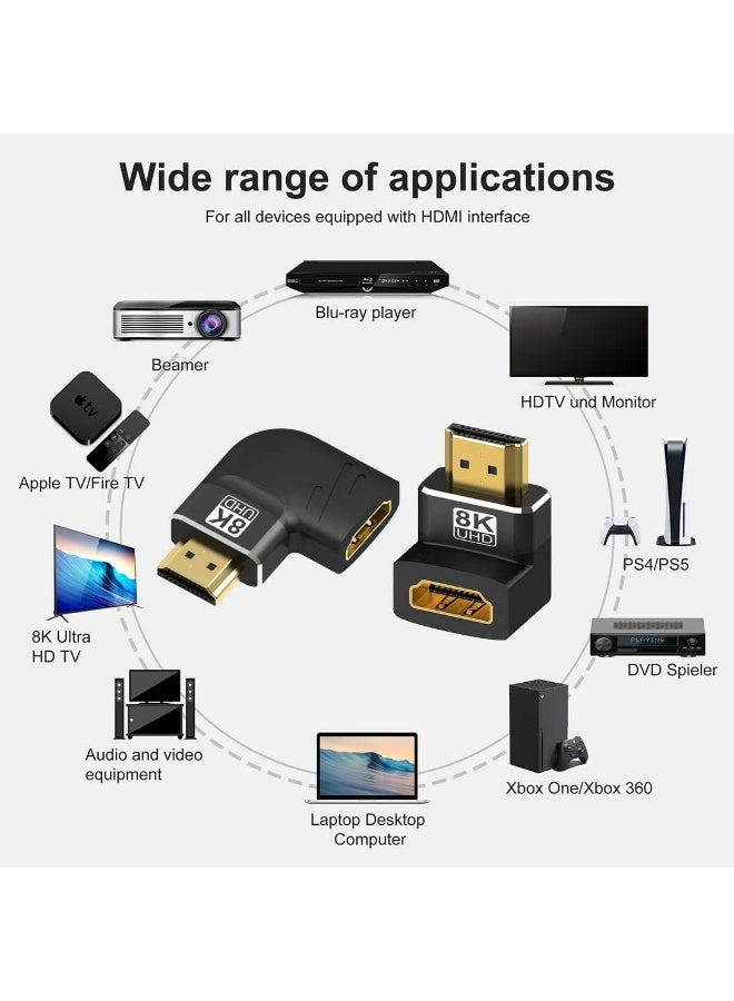 Warmstor 4 Pack 8K HDMI 2.1 Male to Female Adapter Connector Up Down Left Right Angle 90 270 Degree Gold Plated Support 8K@60Hz,4K@120Hz,HDR,eARC for PC Laptop HDTV Switch PS4 PS5 - Image 5