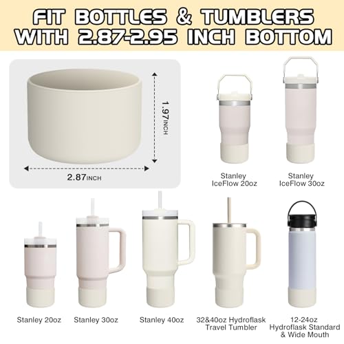 WUQID Silicone Boot Sleeve Compatible with Hydro Flask Travel Tumbler with Handle 32oz&40oz and 12-24oz Hydroflask Bottle & Stanley 20 30 40oz Tumbler, Fit 2.83-2.95in Bottom, Anti-Slip Bottle Cover - Image 2