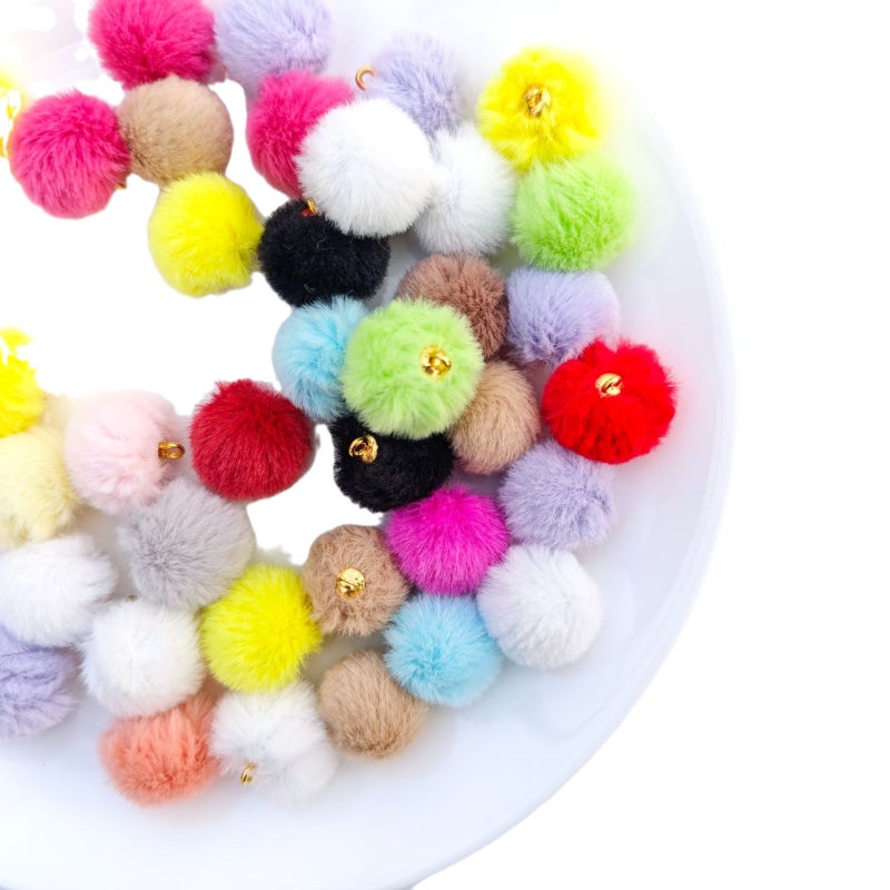 Soft Faux Rabbit Fur Pom Pom Beads 20mm for DIY Jewelry Phone Chain Accessories - Image 5
